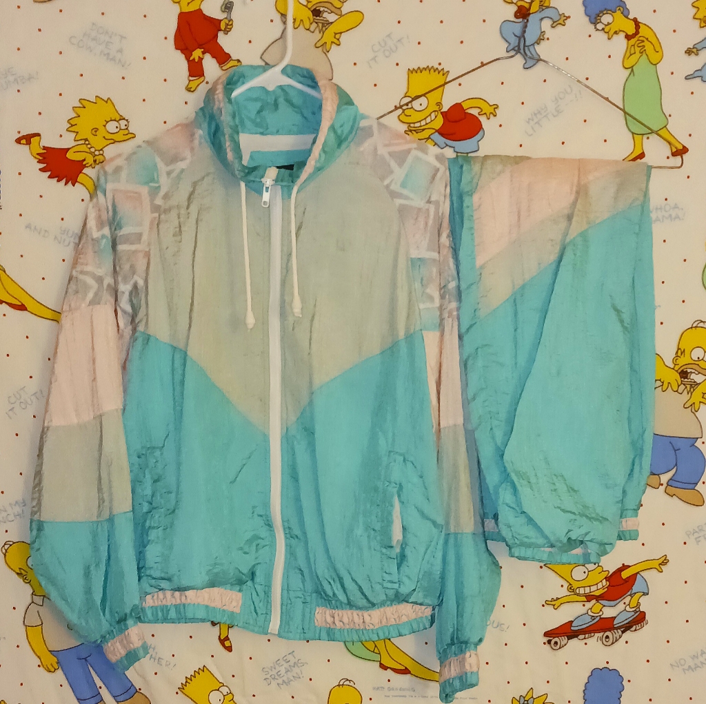 Vintage Teal Pink 1980s 1990s Track Suit Sweatsuit